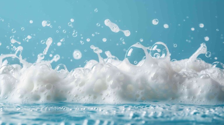 foam coming out from surfactant and water solution