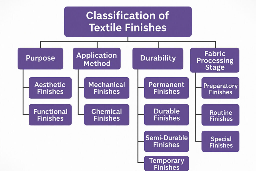 table of types of textile finishes